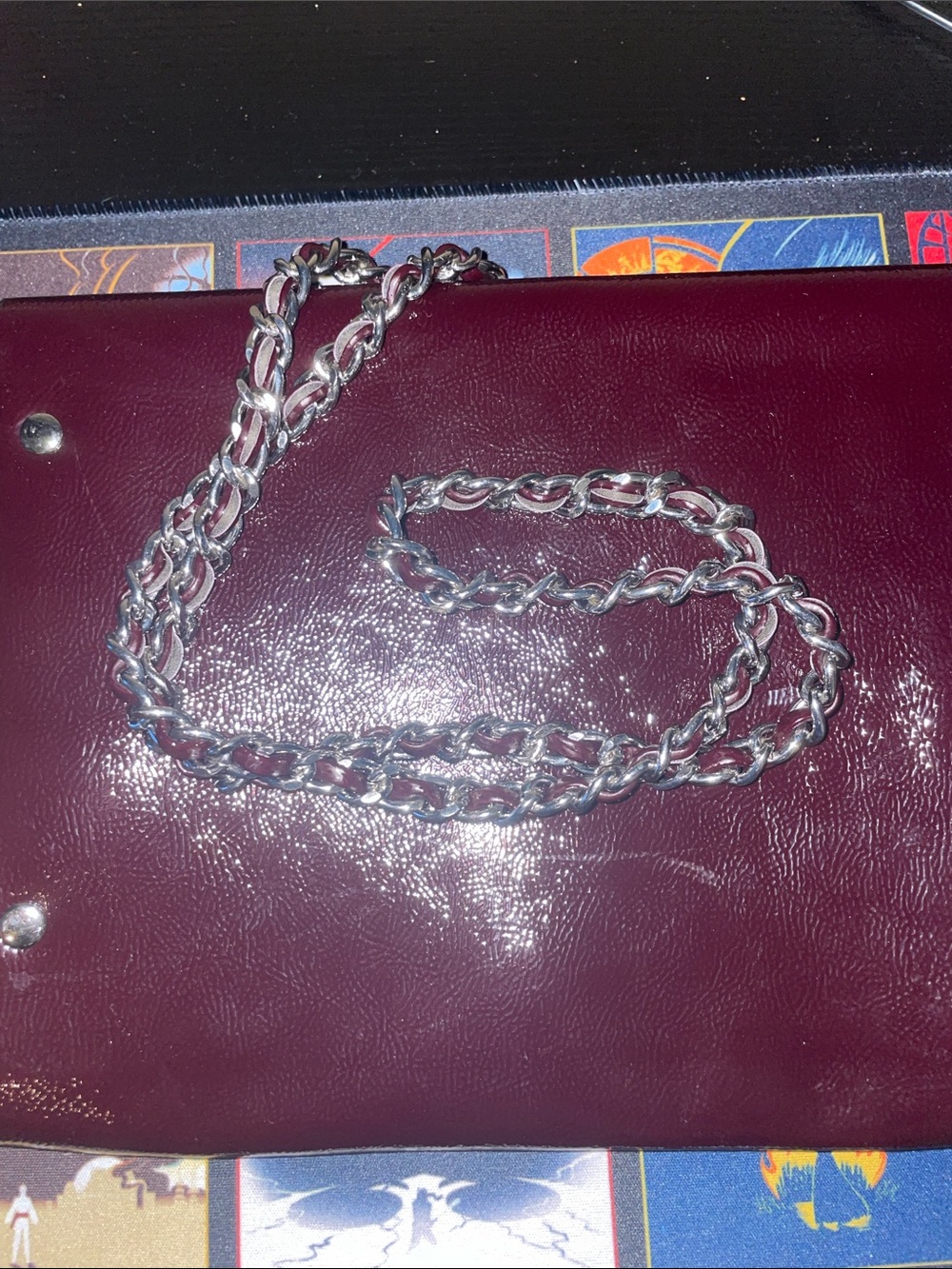 Zara Glossy Patent Chain Crossbody Bag - Burgundy - Picture 7 of 7